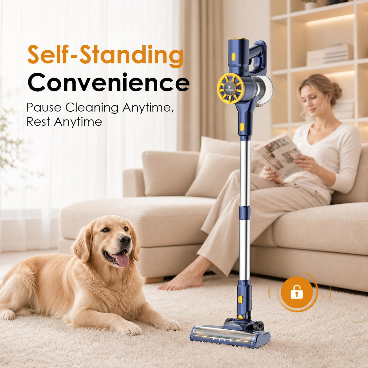 Vortisys Cordless Stick Vacuum Cleaner, 350W/45000Pa Lightweight Vacuum