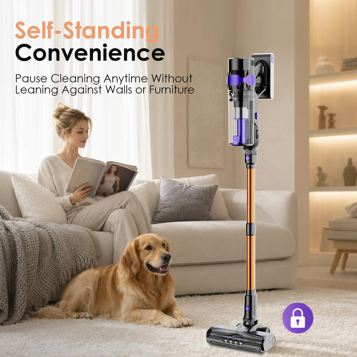Vortisys Cordless Stick Vacuum Cleaner, 350W/45000Pa Lightweight Vacuum