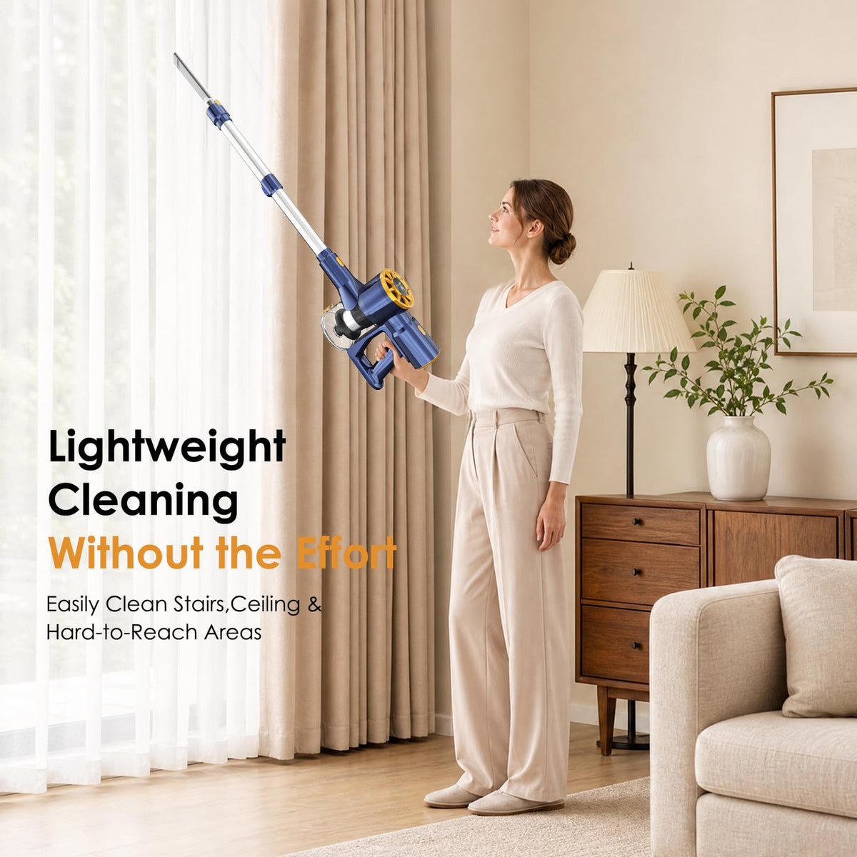 Vortisys Cordless Stick Vacuum Cleaner, 350W/45000Pa Lightweight Vacuum