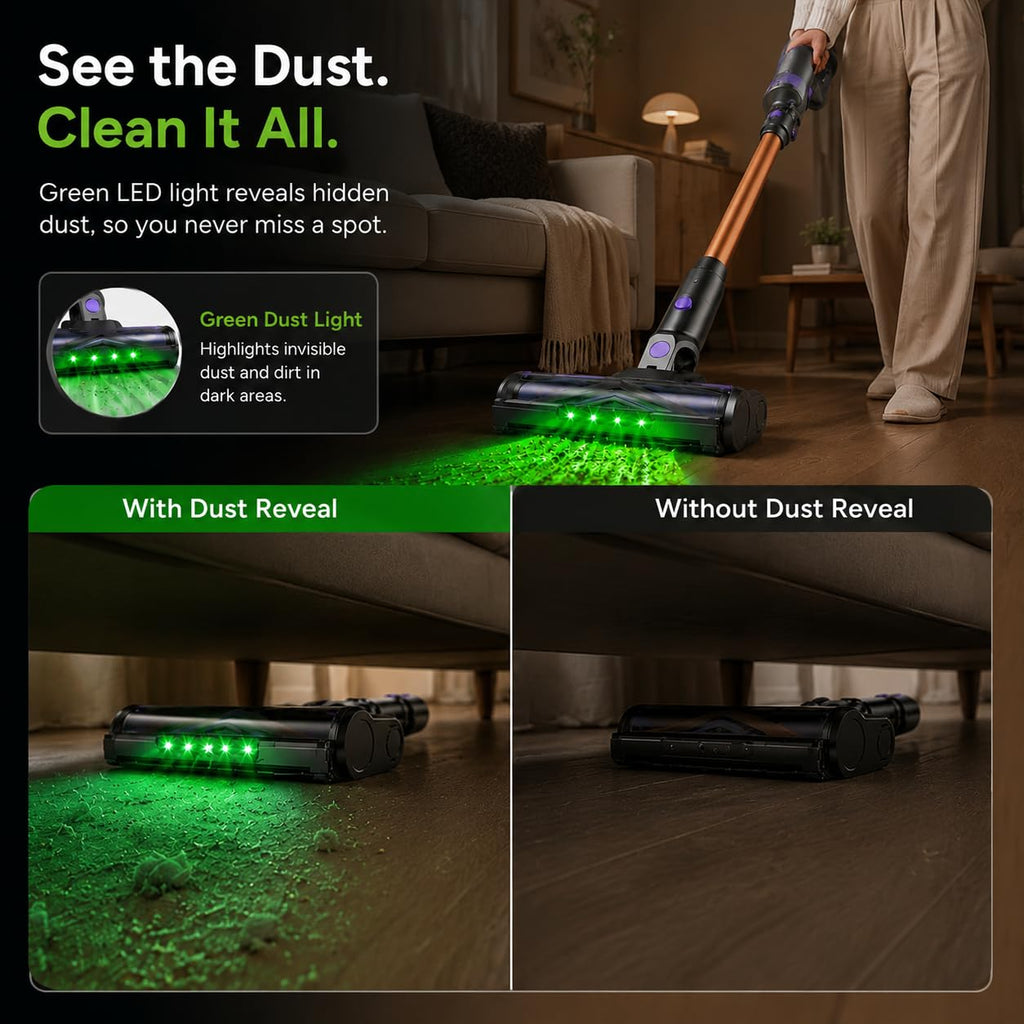 Vortisys Cordless Stick Vacuum Cleaner, 350W/45000Pa Lightweight Vacuum