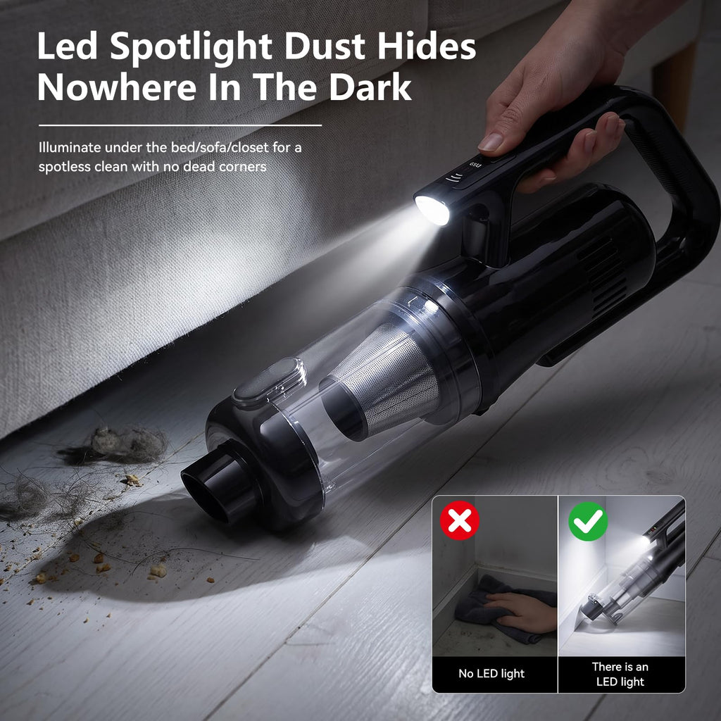 Cazoro Handheld Car Vacuum Cleaner Cordless Powerful, 20000Pa Brushless LED