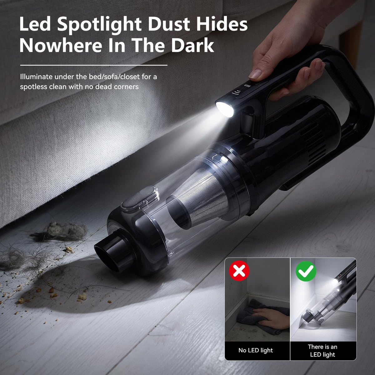 Cazoro Handheld Car Vacuum Cleaner Cordless Powerful, 20000Pa Brushless LED