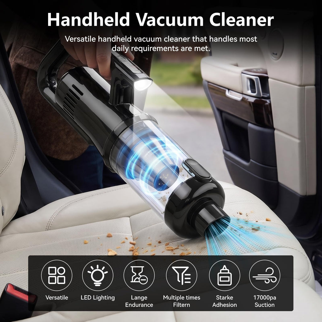 Cazoro Handheld Car Vacuum Cleaner Cordless Powerful, 20000Pa Brushless LED