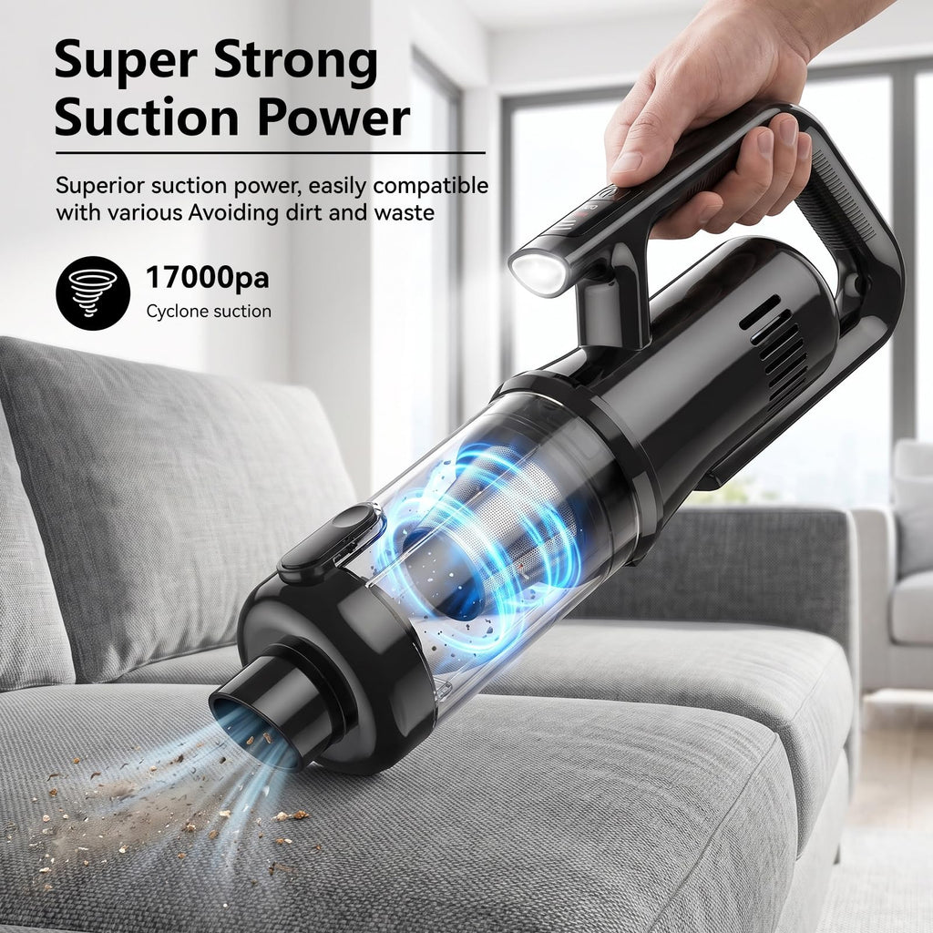 Cazoro Handheld Car Vacuum Cleaner Cordless Powerful, 20000Pa Brushless LED
