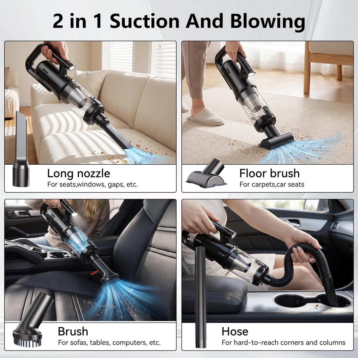 Cazoro Handheld Car Vacuum Cleaner Cordless Powerful, 20000Pa Brushless LED